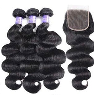 Lea : Body Weave Bundles with closure Middle and free Part / natural color (#1B)