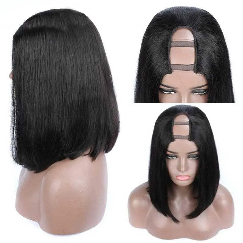 Nina : Quick Easy U Part Bob Wig Glueless, Straight Wigs With Clips Non-lace